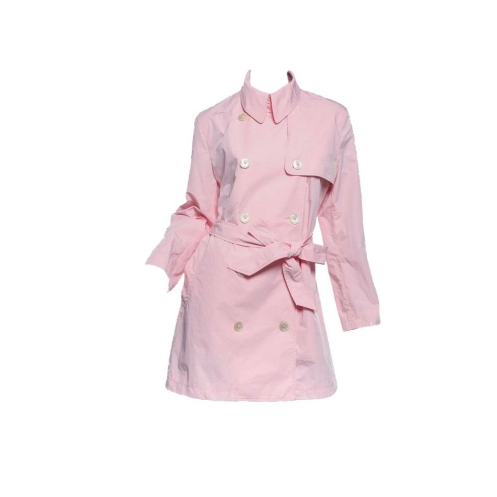 LAUREN RALPH LAUREN Vintage Nylon Jacket Pink Double Breasted Belt Trench Coat - Picture 10 of 11